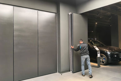 Soundproof partition installed in meeting room for privacy and noise reduction